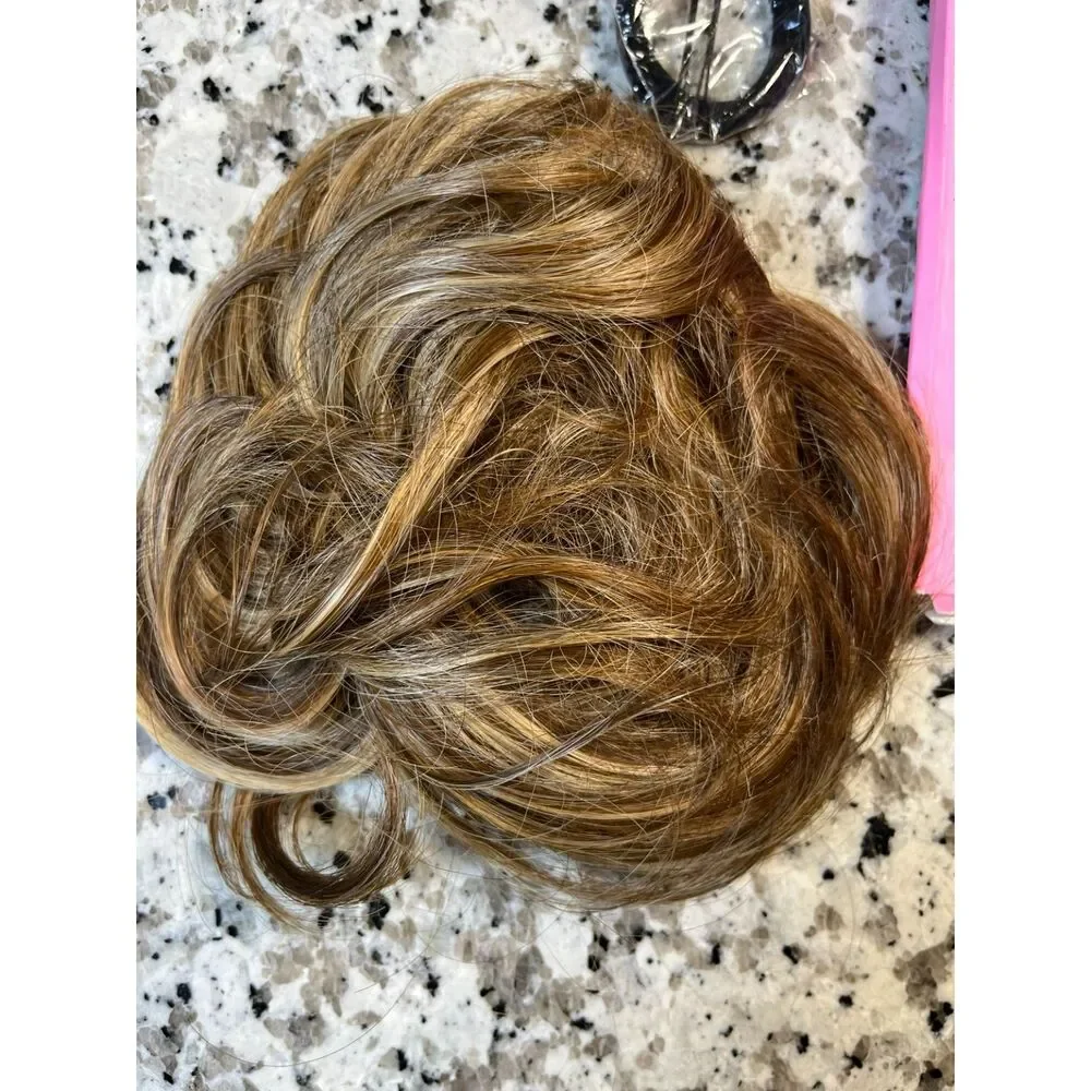 CJL HAIR Large Messy Bun Hairpiece Nut Multi Wavy Curly Synthetic Scrunchie